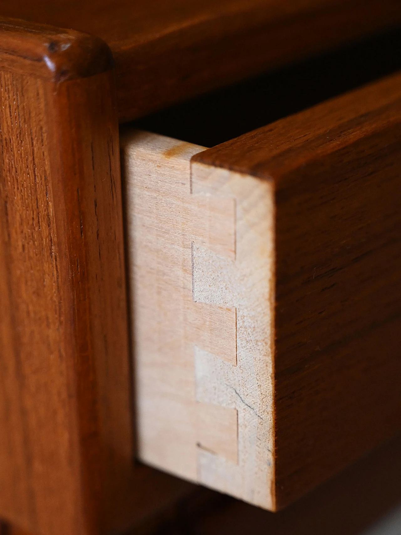 Scandinavian teak bedside table with double shelf and drawer, 1960s 6