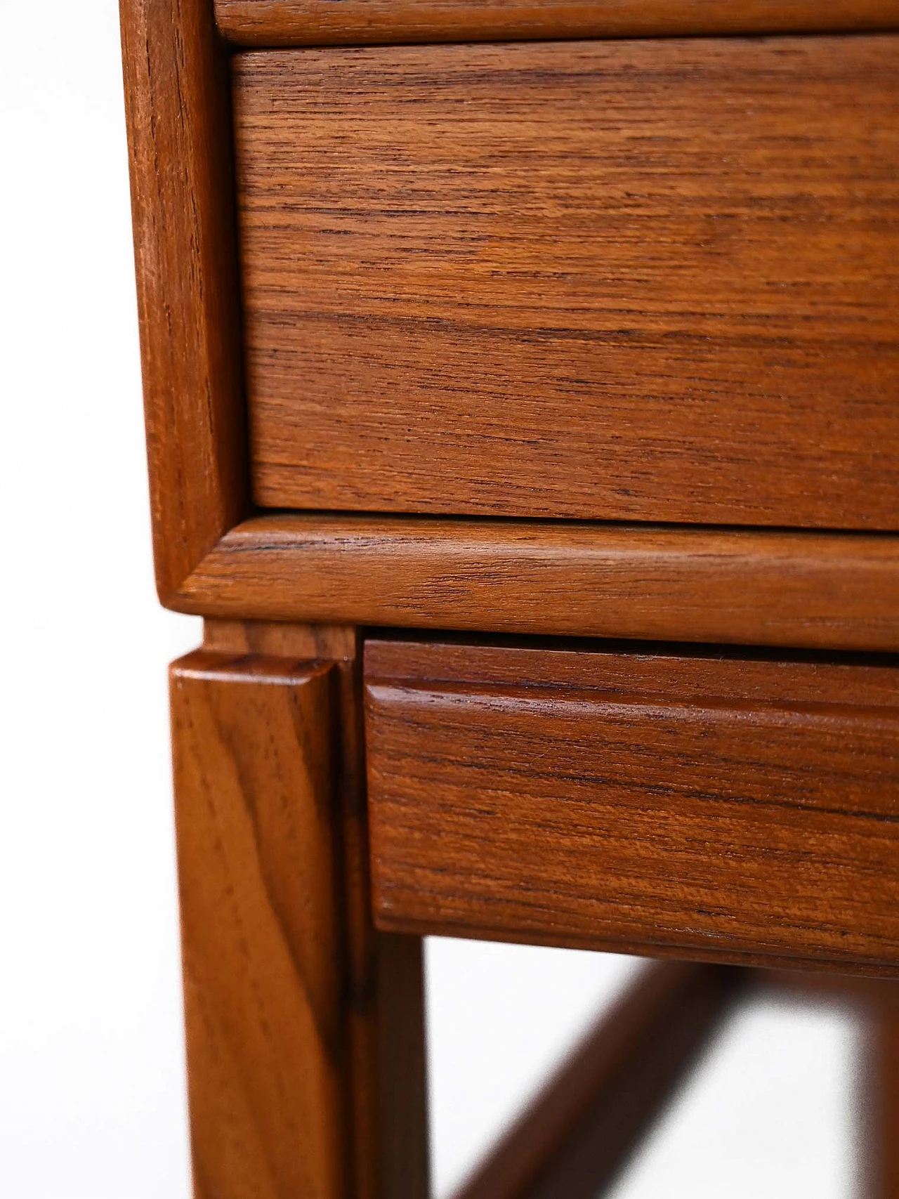 Scandinavian teak bedside table with double shelf and drawer, 1960s 8