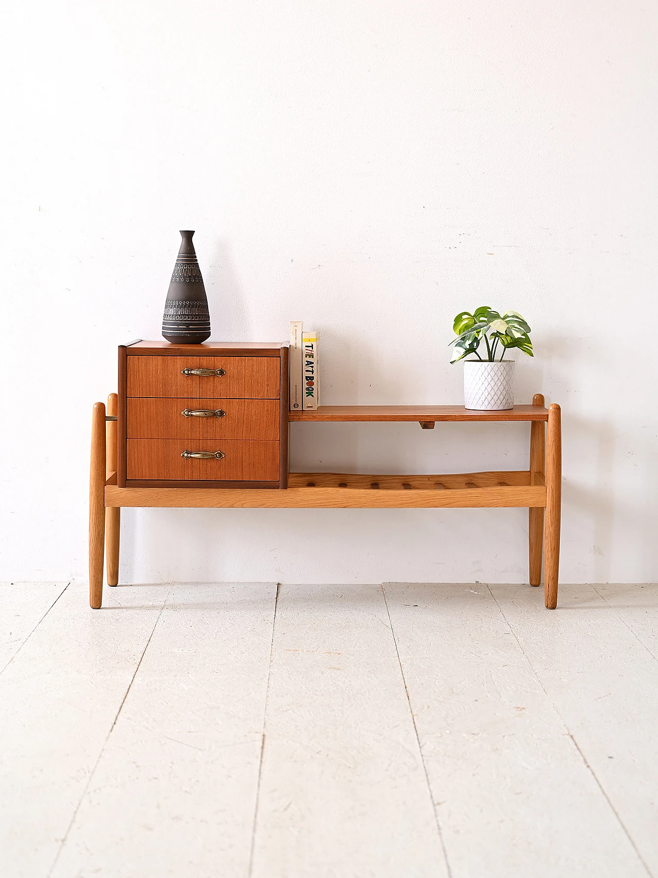 Scandinavian teak wood gossip bench, 1960s 1