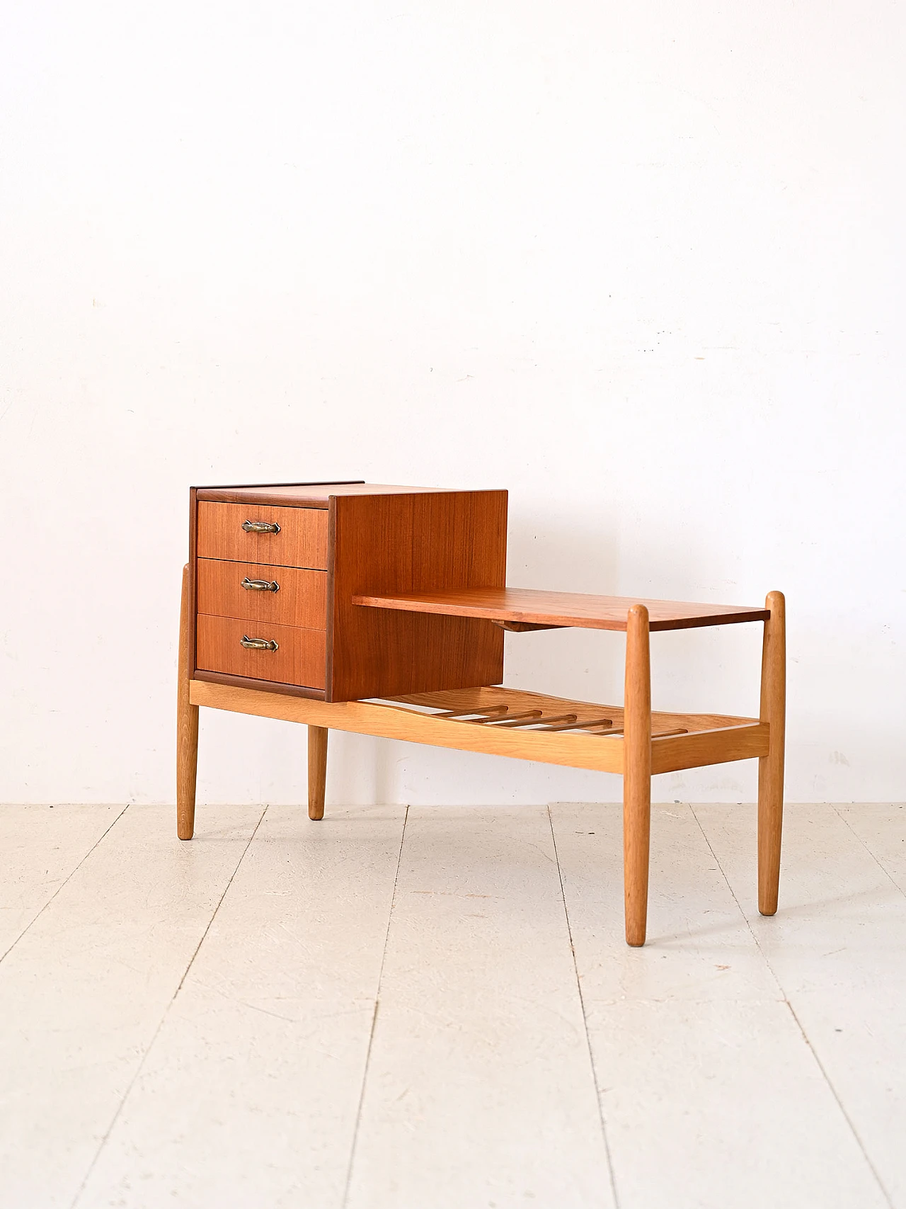 Scandinavian teak wood gossip bench, 1960s 3