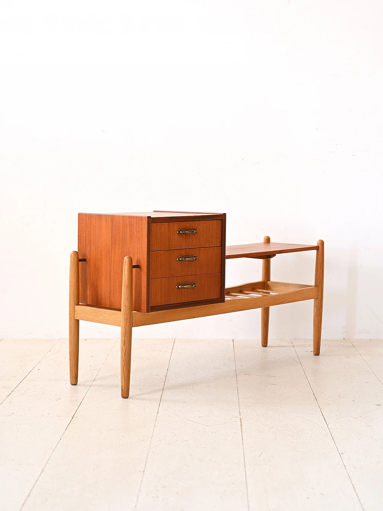 Scandinavian teak wood gossip bench, 1960s 4