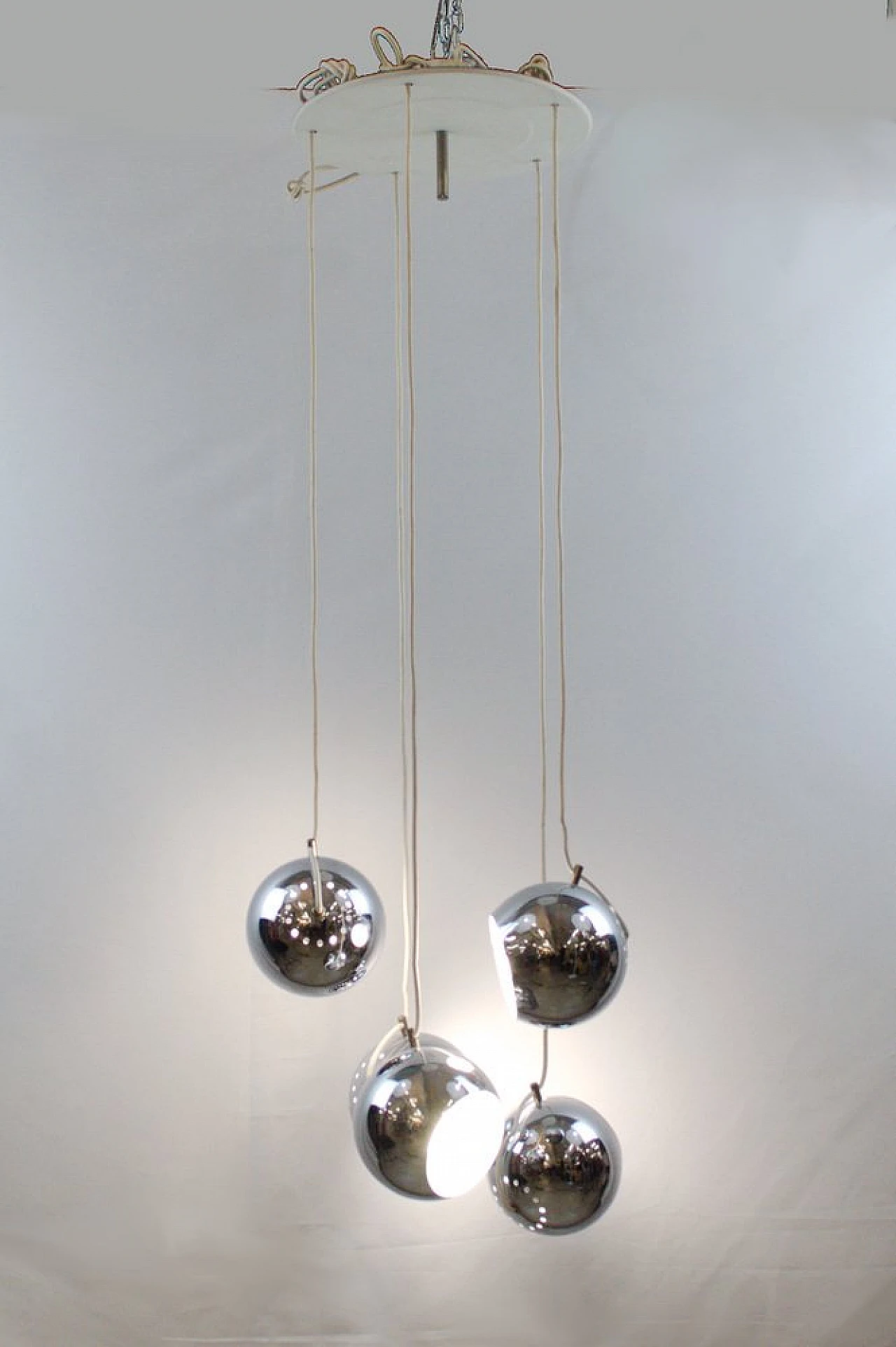 Chandelier with 5 cascading spheres by Goffredo Reggiani, 1960s 1