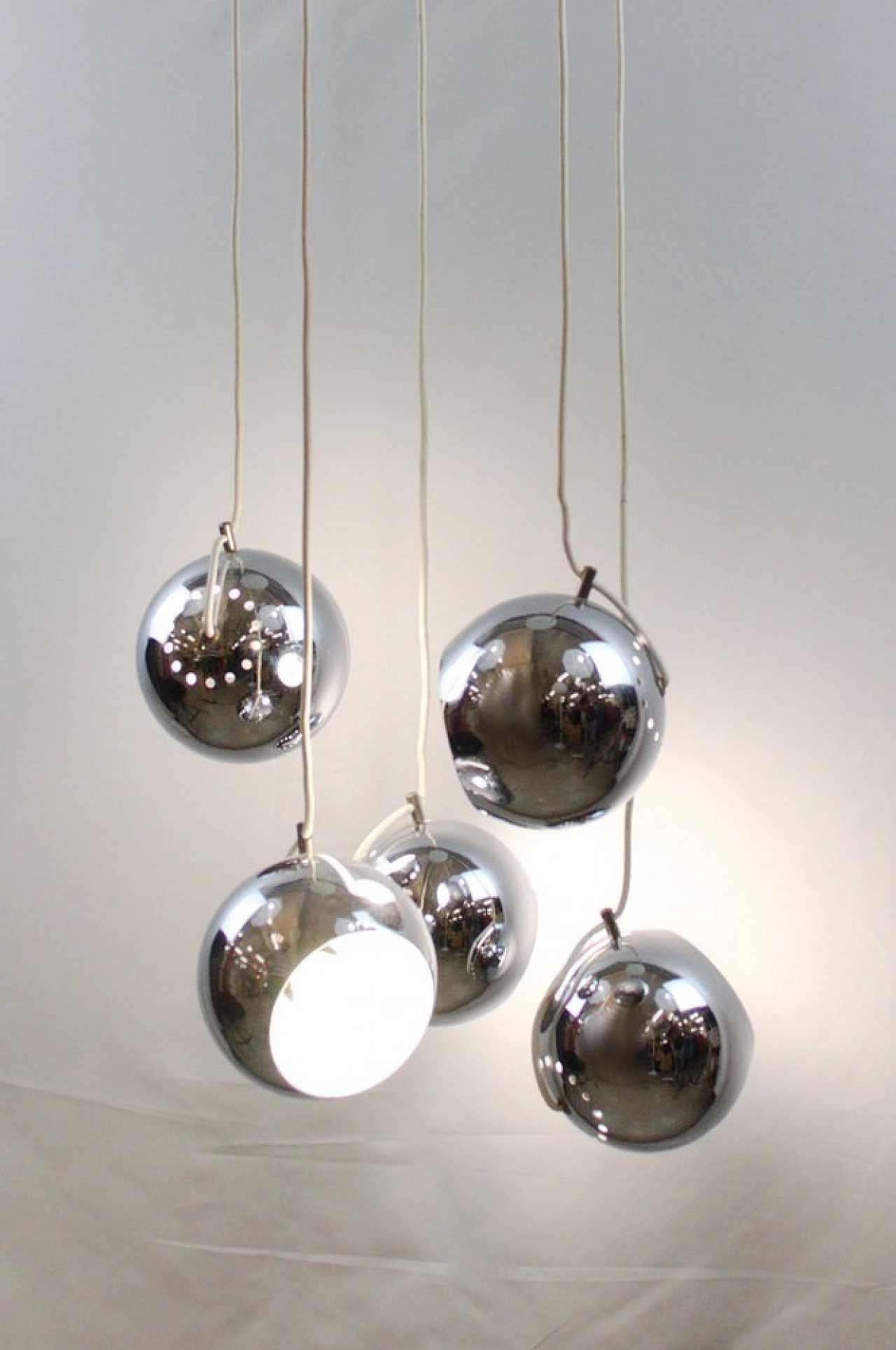 Chandelier with 5 cascading spheres by Goffredo Reggiani, 1960s 2