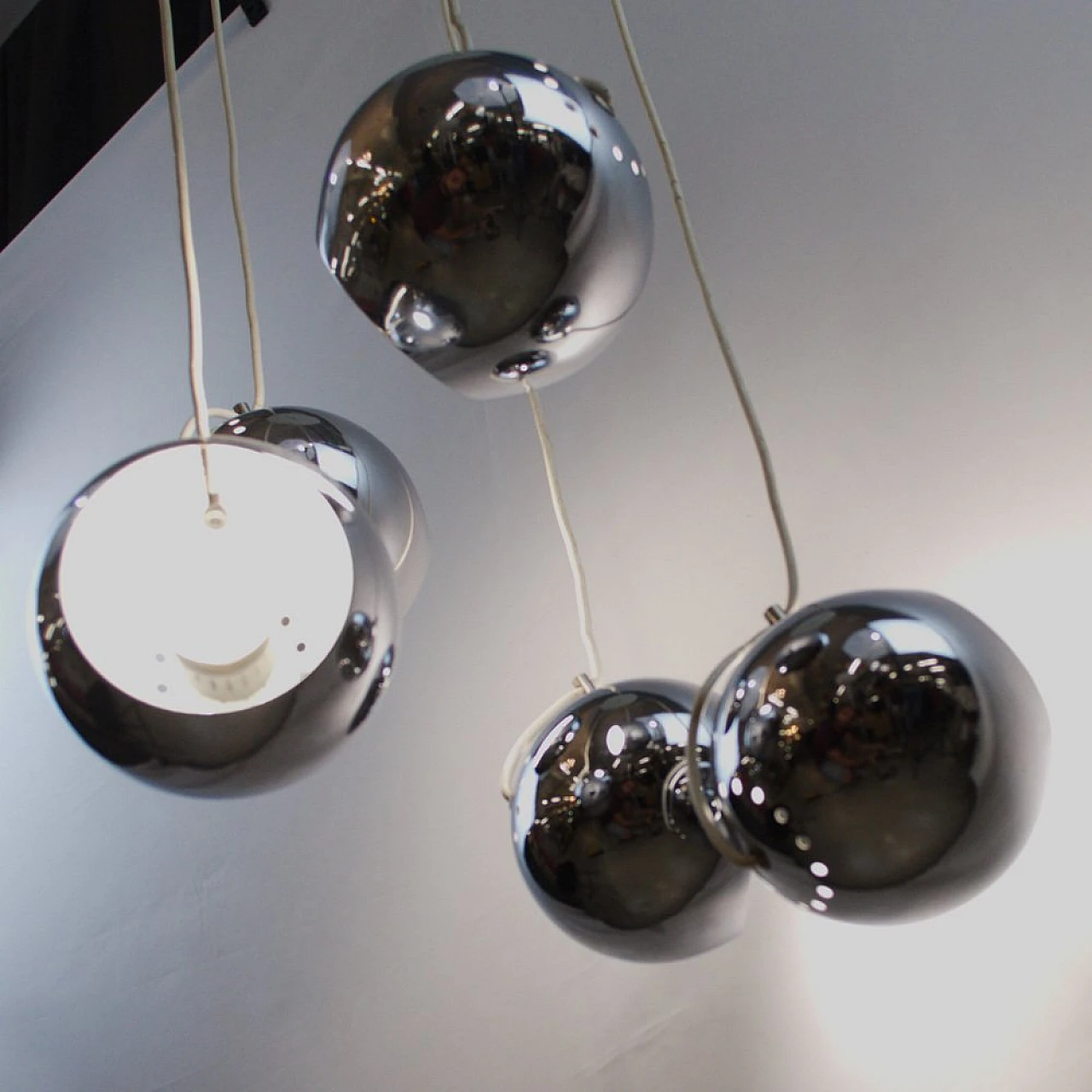 Chandelier with 5 cascading spheres by Goffredo Reggiani, 1960s 9