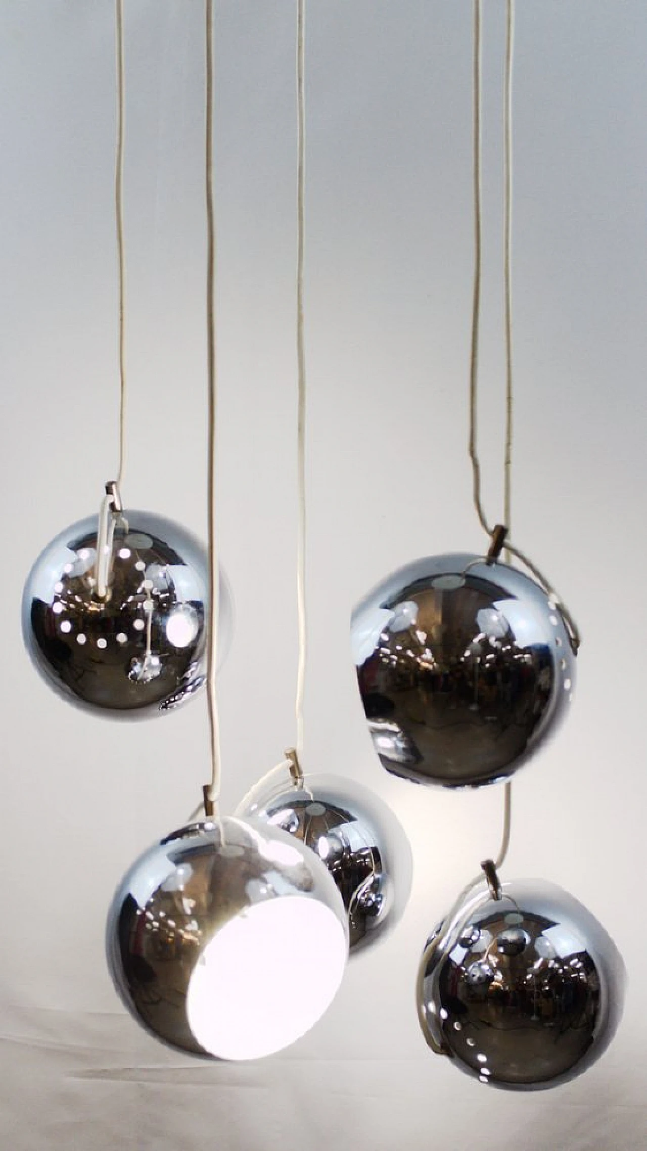 Chandelier with 5 cascading spheres by Goffredo Reggiani, 1960s 11