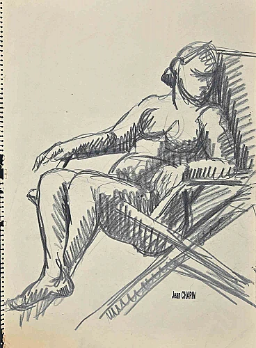 Jean Chapin, Nude of Woman, Drawing  1920s-1930s