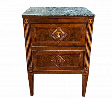 Walnut cabinet with boxwood inlay and green marble top, 18th century