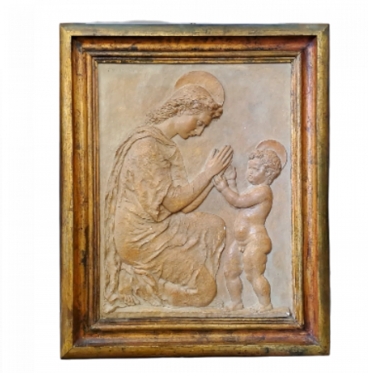 T. Bertolino, Madonna con bambino, bassorilievo in gesso, anni '40 11