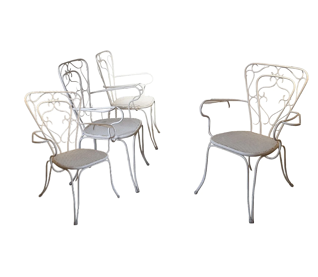 4 Wrought iron garden chairs, 1950s 7