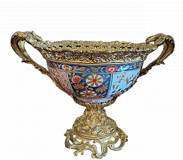 Chinese painted porcelain bowl with bronze mount, 18th century