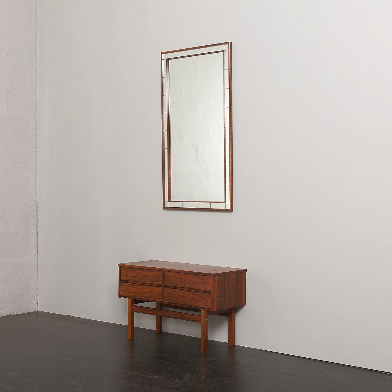 Danish rosewood console and mirror, 1960s 15