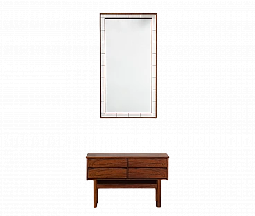 Danish rosewood console and mirror, 1960s