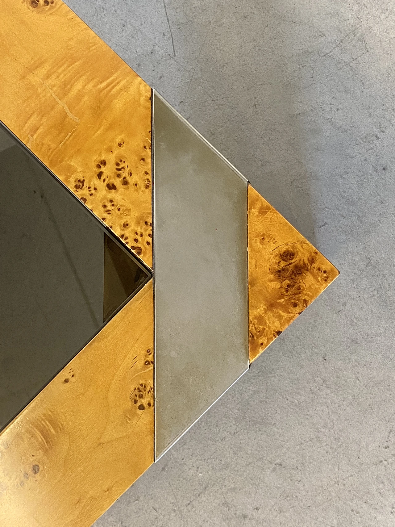 Briar-root, metal and smoked glass coffee table by Mario Sabot, 1970s 9