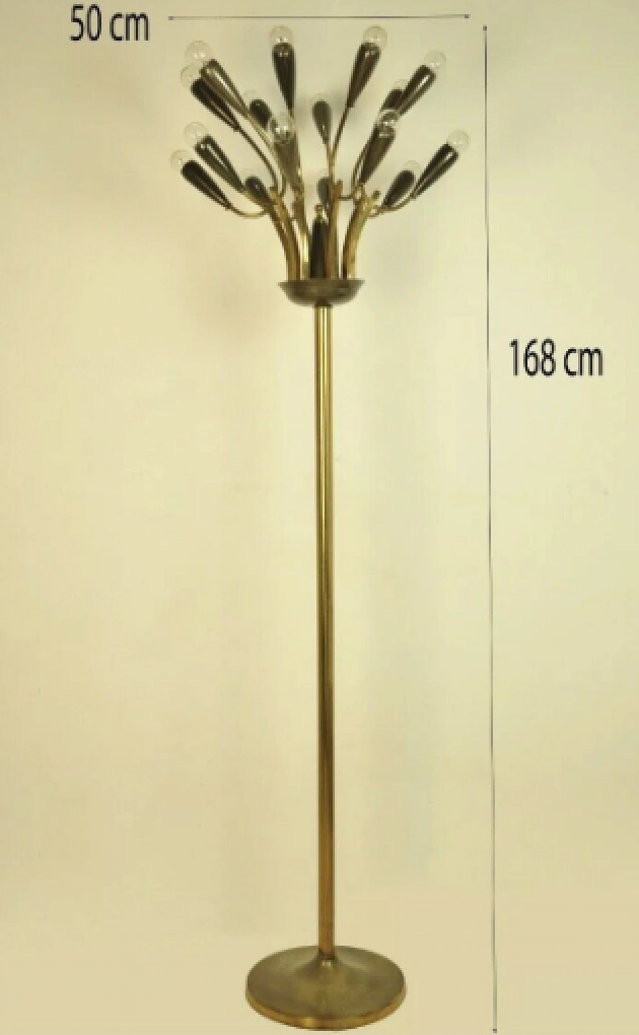 Brass sixteen-light floor lamp, 1950s 1