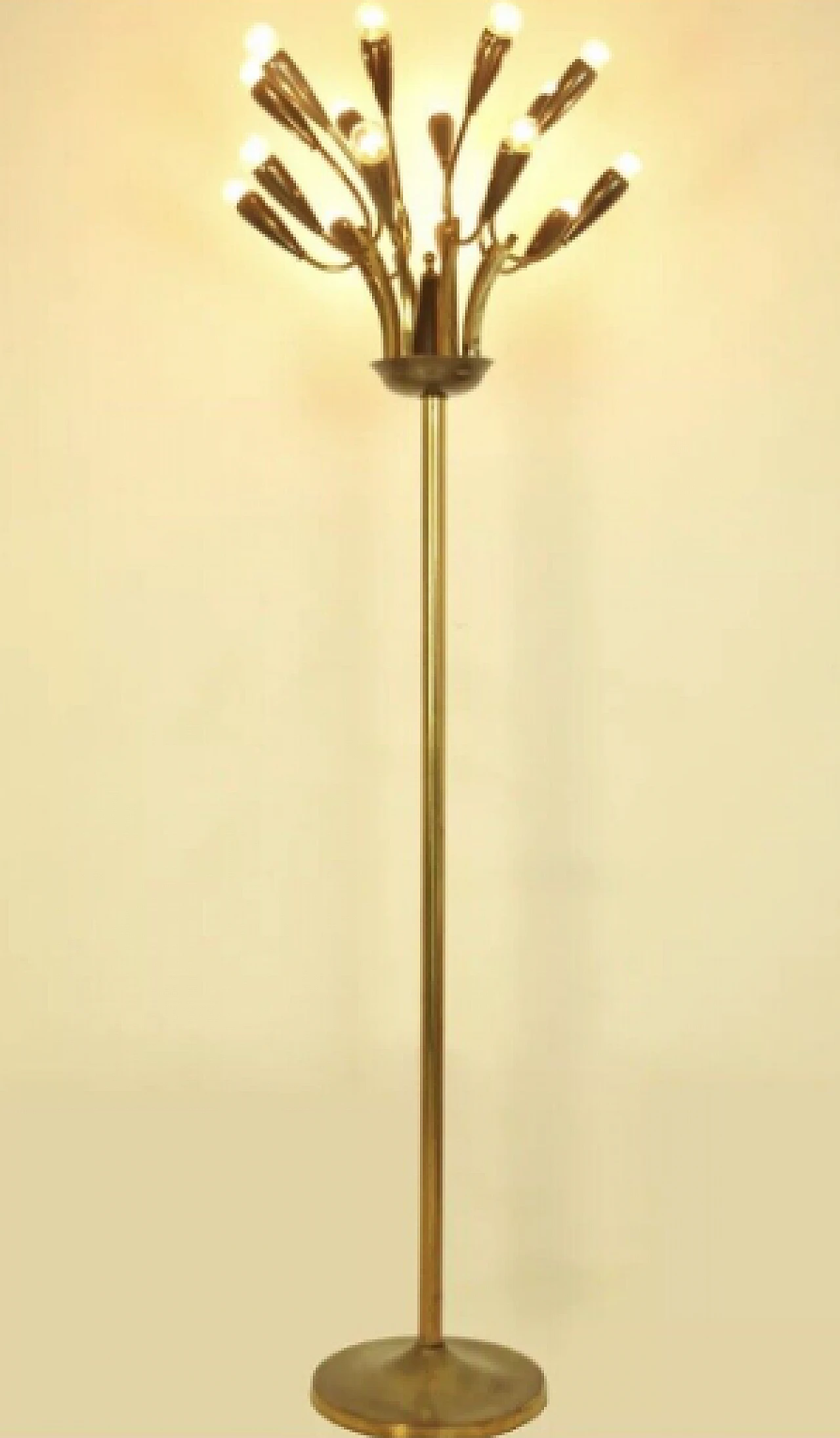 Brass sixteen-light floor lamp, 1950s 4