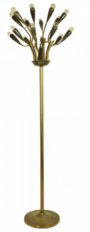 Brass sixteen-light floor lamp, 1950s