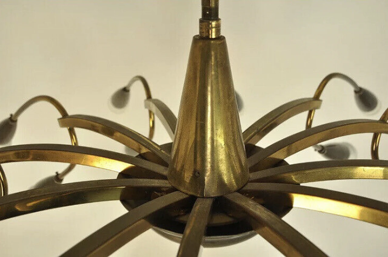 Brass twenty-four-light chandelier, 1950s 3