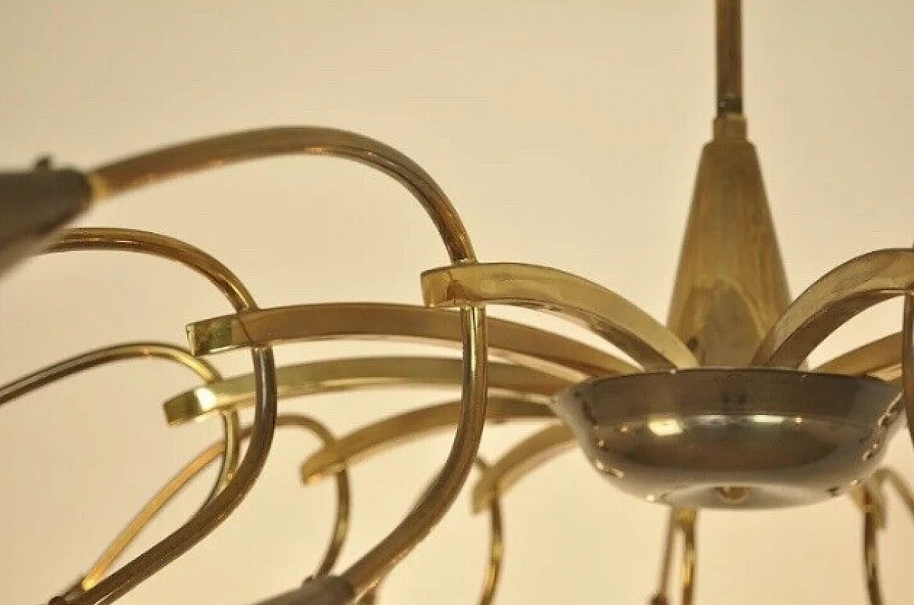 Brass twenty-four-light chandelier, 1950s 4