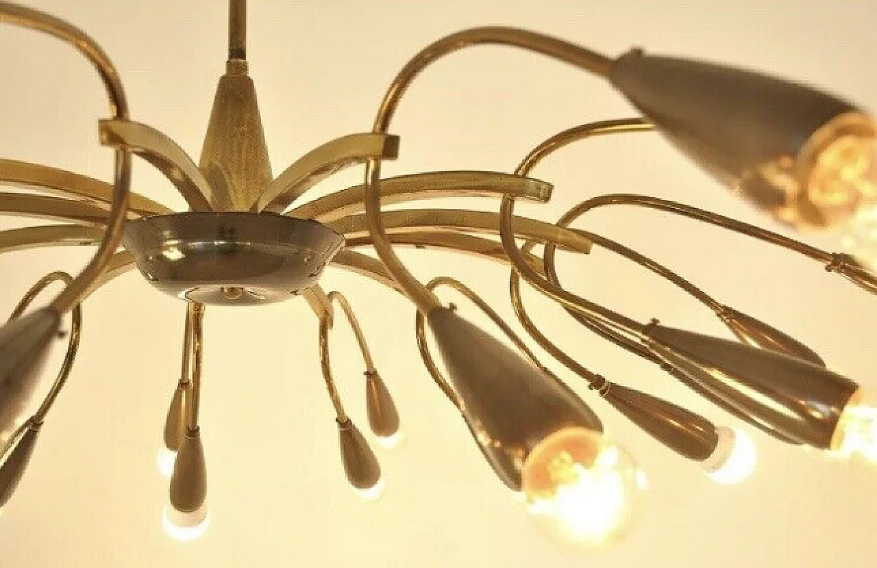 Brass twenty-four-light chandelier, 1950s 5