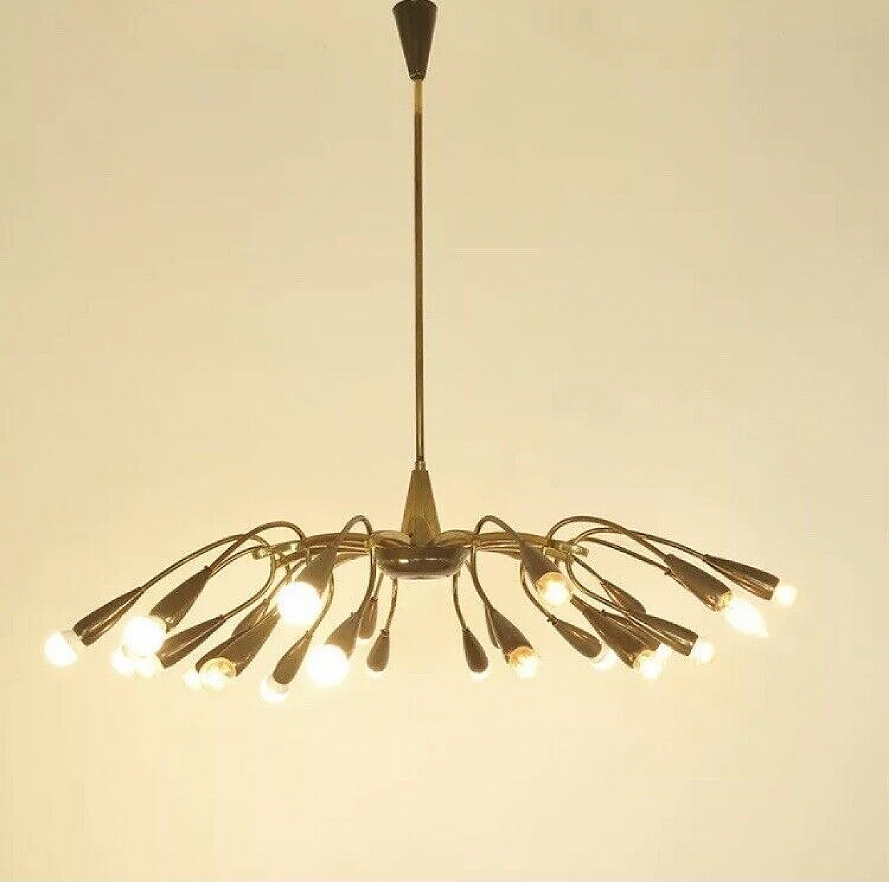 Brass twenty-four-light chandelier, 1950s 8