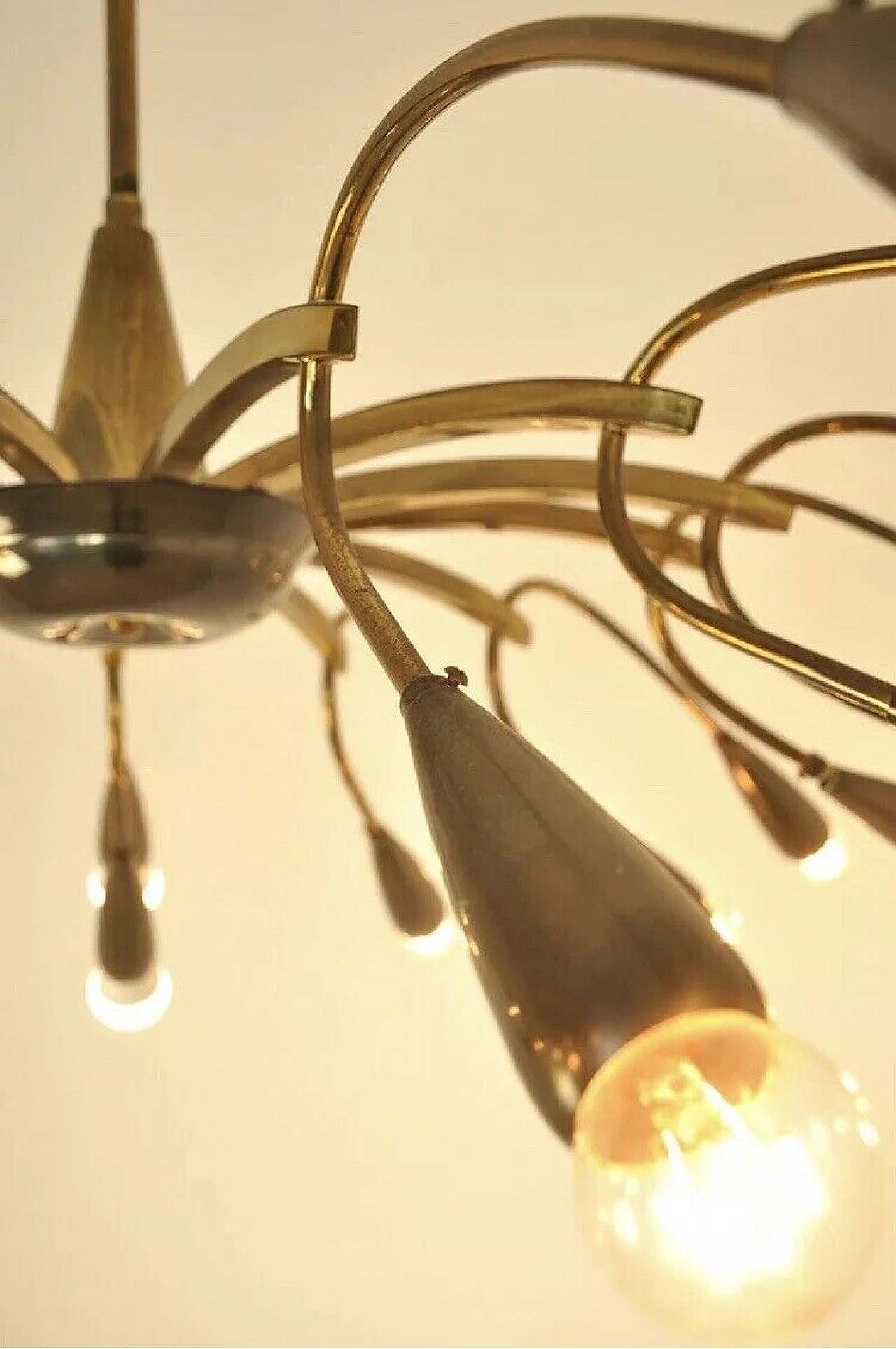 Brass twenty-four-light chandelier, 1950s 10