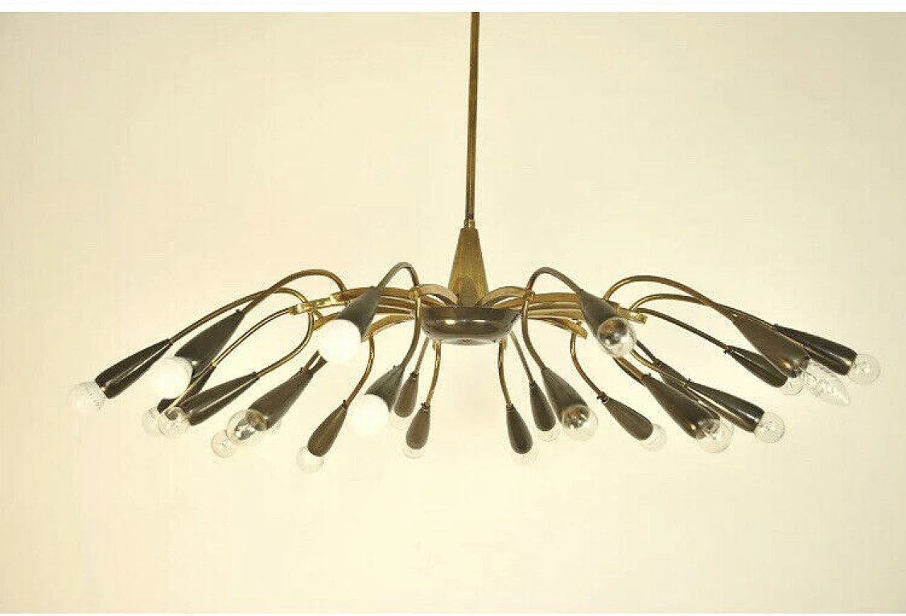 Brass twenty-four-light chandelier, 1950s 11