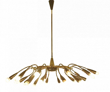 Brass twenty-four-light chandelier, 1950s