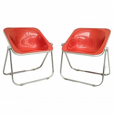 Pair of Plona folding armchairs by G. Piretti for A. Castelli, 1970s
