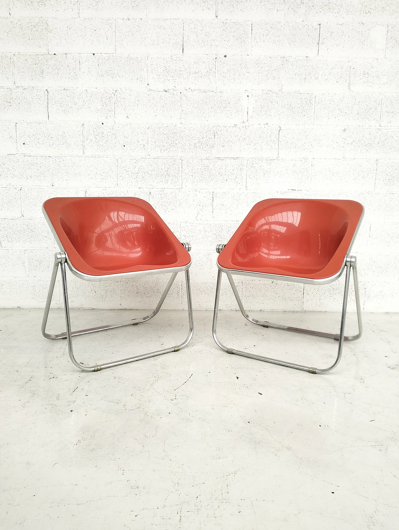 Pair of Plona folding armchairs by G. Piretti for A. Castelli, 1970s 2