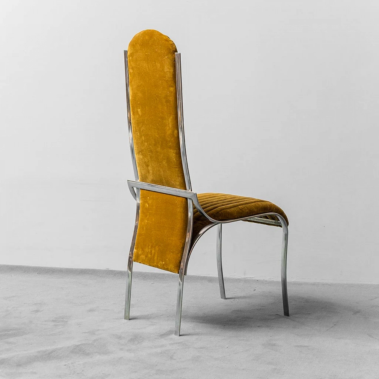 4 Chairs in metal and mustard yellow velvet, 1970s 7