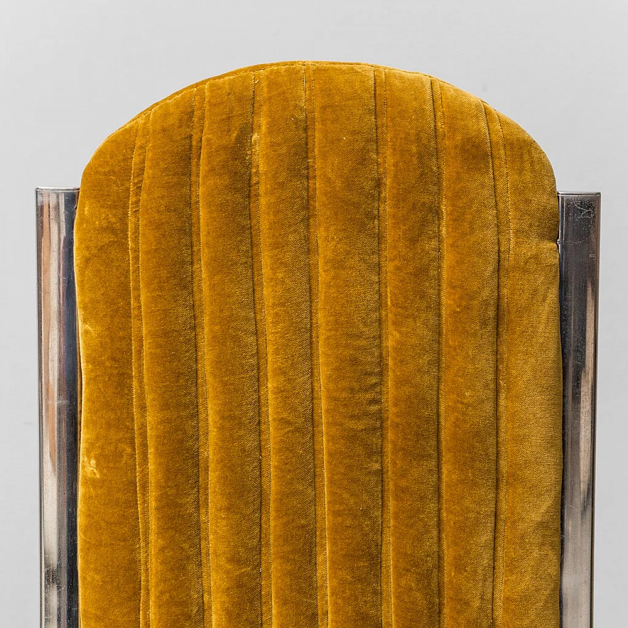 4 Chairs in metal and mustard yellow velvet, 1970s 9