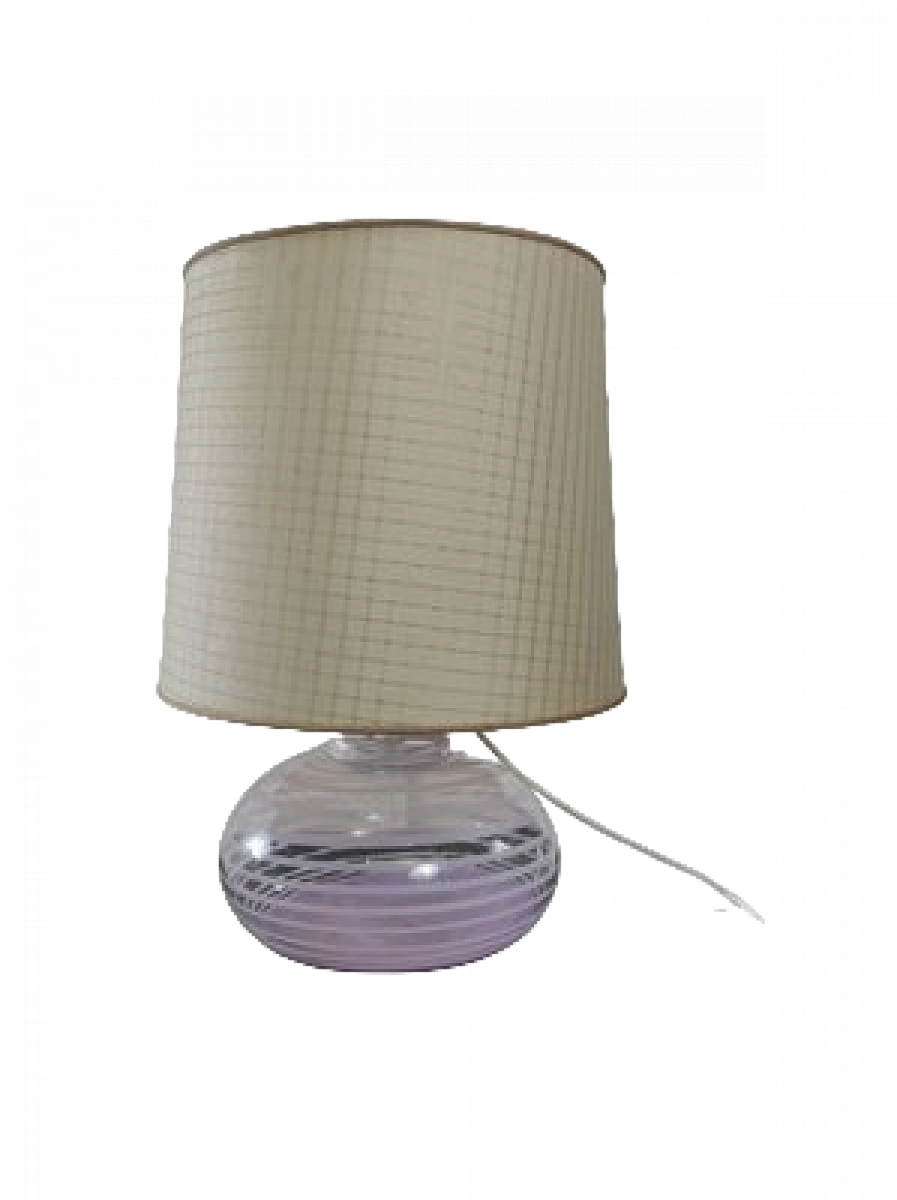 Table lamp in lilac Murano glass and fabric lampshade, 1970s 8