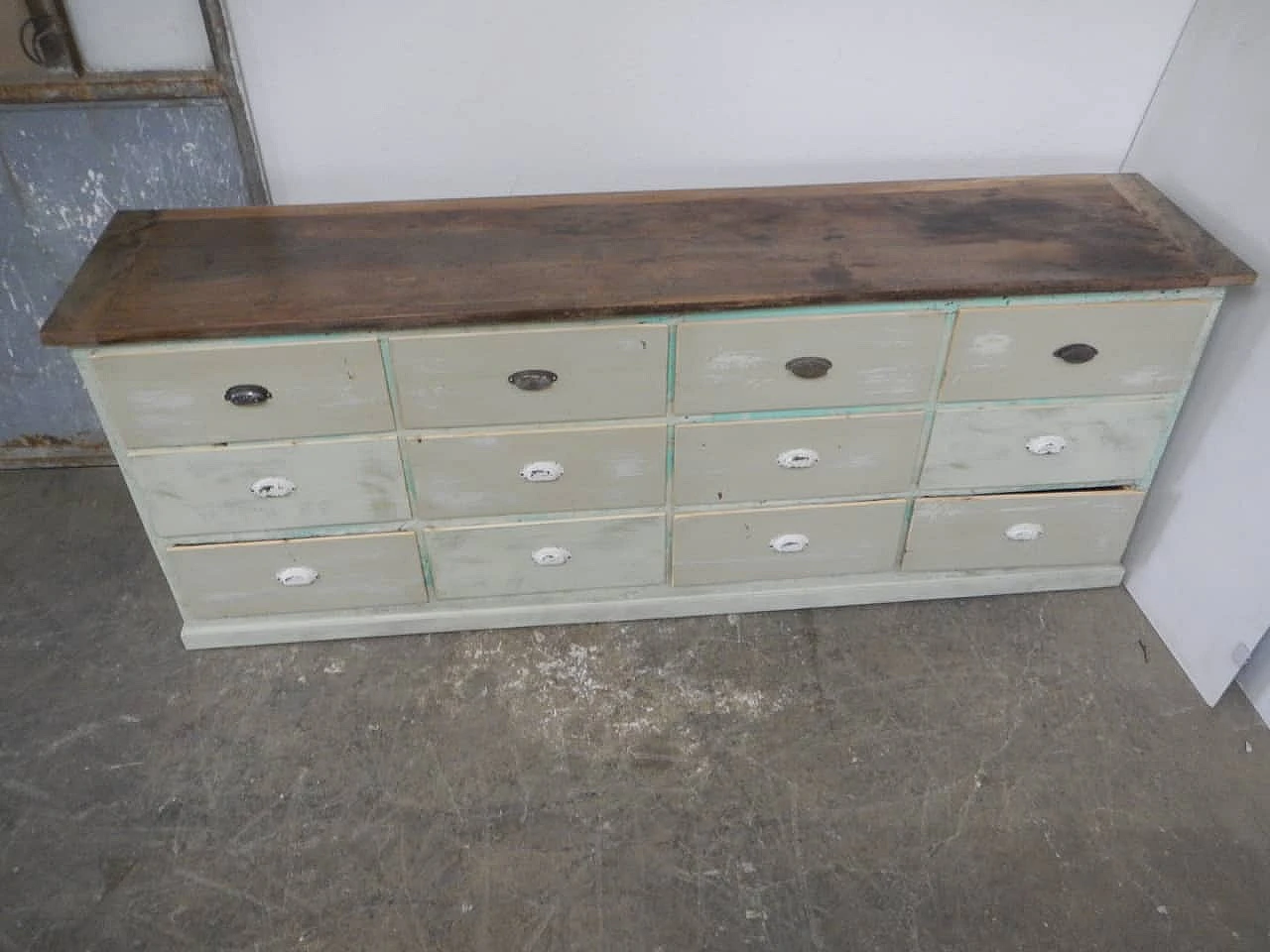 Spruce shop counter with walnut top, 1950s 1