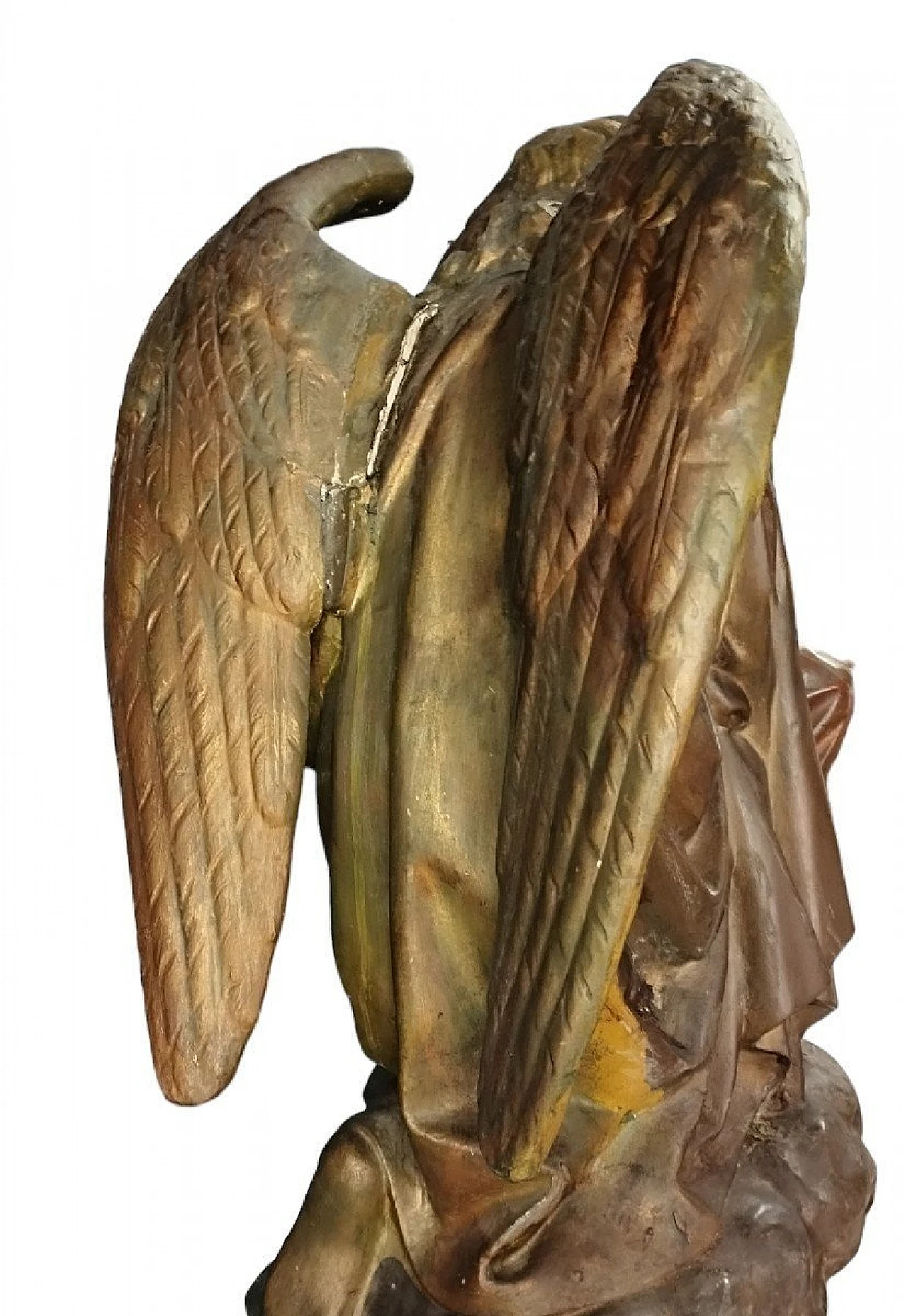 Pair of stucco and copper sculptures of praying angels, 18th century 9