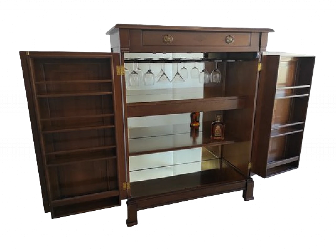 Walnut and glass bar cabinet with internal leds, 1980s 15