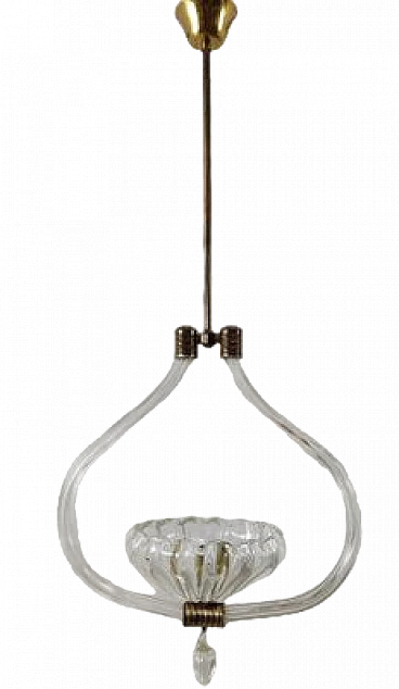 Murano glass ceiling lamp in the style of Barovier & Toso, 1940s