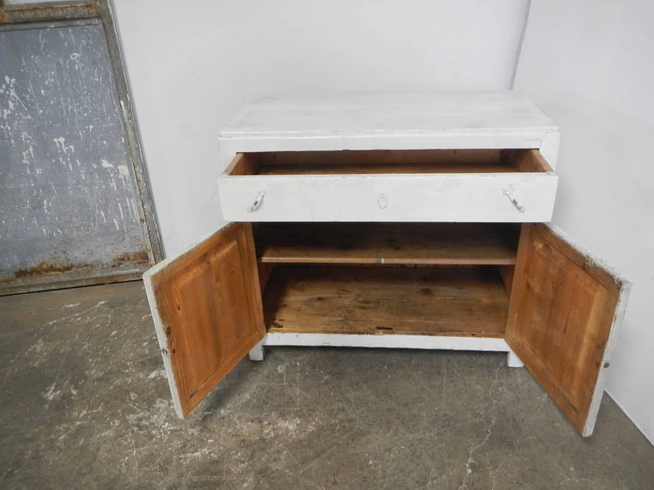 White varnished spruce sideboard, 1960s 4