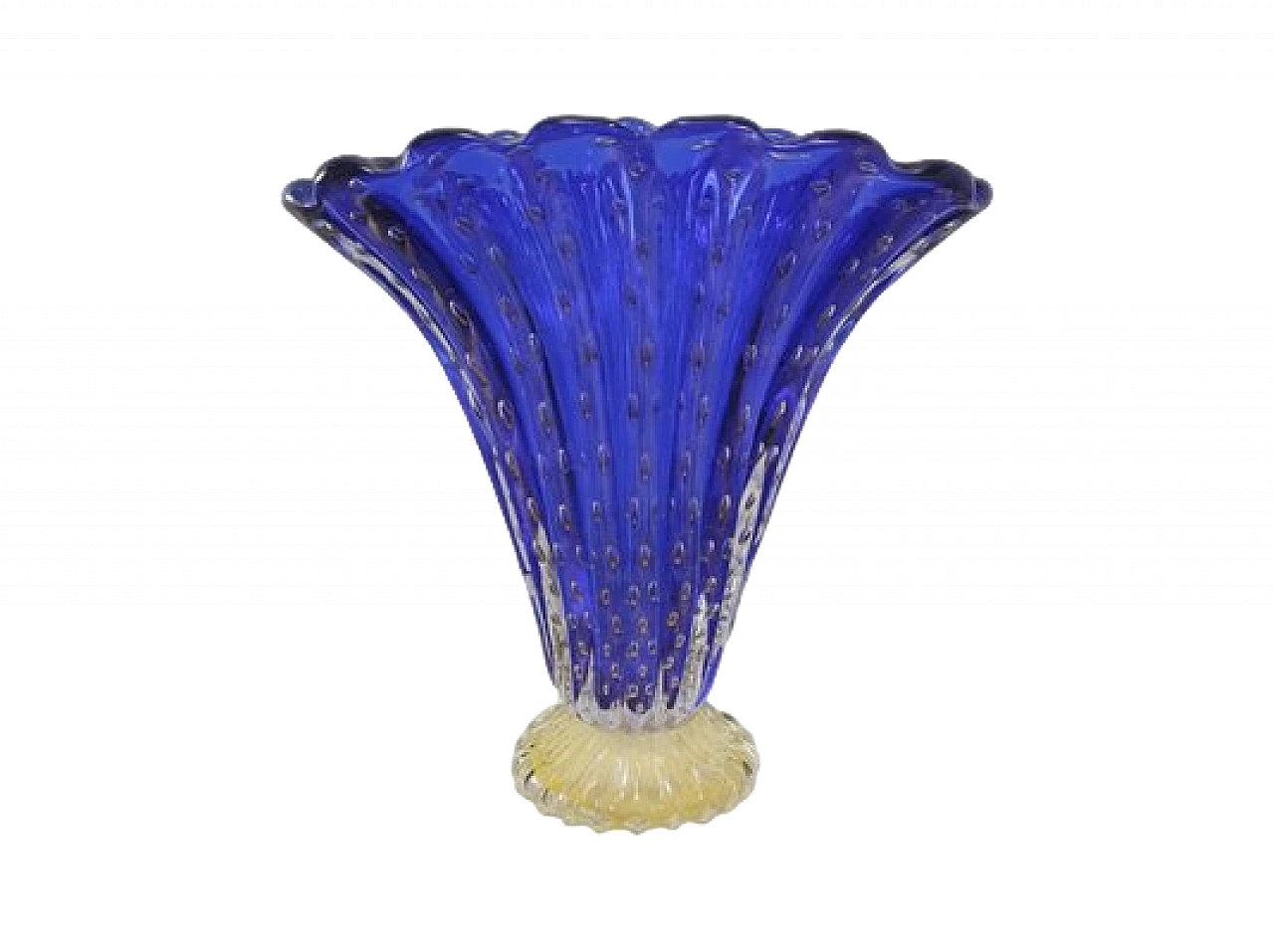 Blue Murano glass fan shaped vase by Vittorio Rigattieri, 1999 7