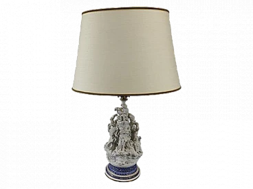 Lampada da tavolo con base in porcellana di Mangani, anni '80