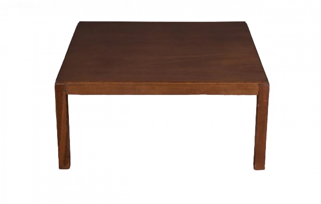 Square walnut-stained coffee table, 1970s 5