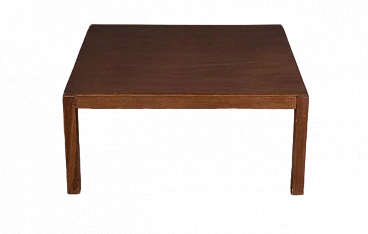 Square walnut-stained coffee table, 1970s