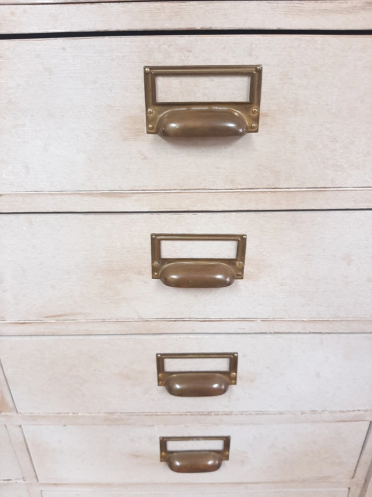 White wood filing cabinet with brass handles, early 20th century 1