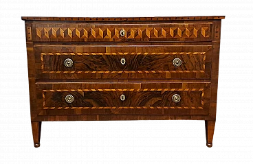 Louis XVI chest of drawers veneered in walnut, 18th century