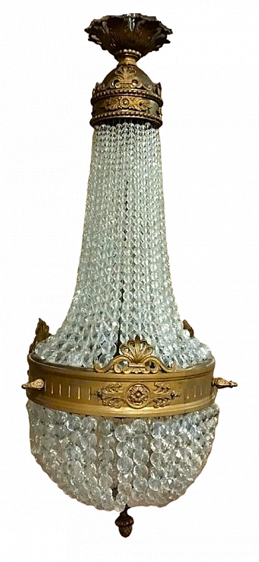 Empire crystal and bronze chandelier, 19th century