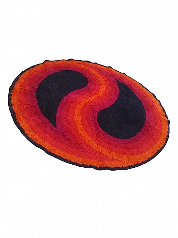 Round multicolored rug by Højer Eksport Wilton, 1960s
