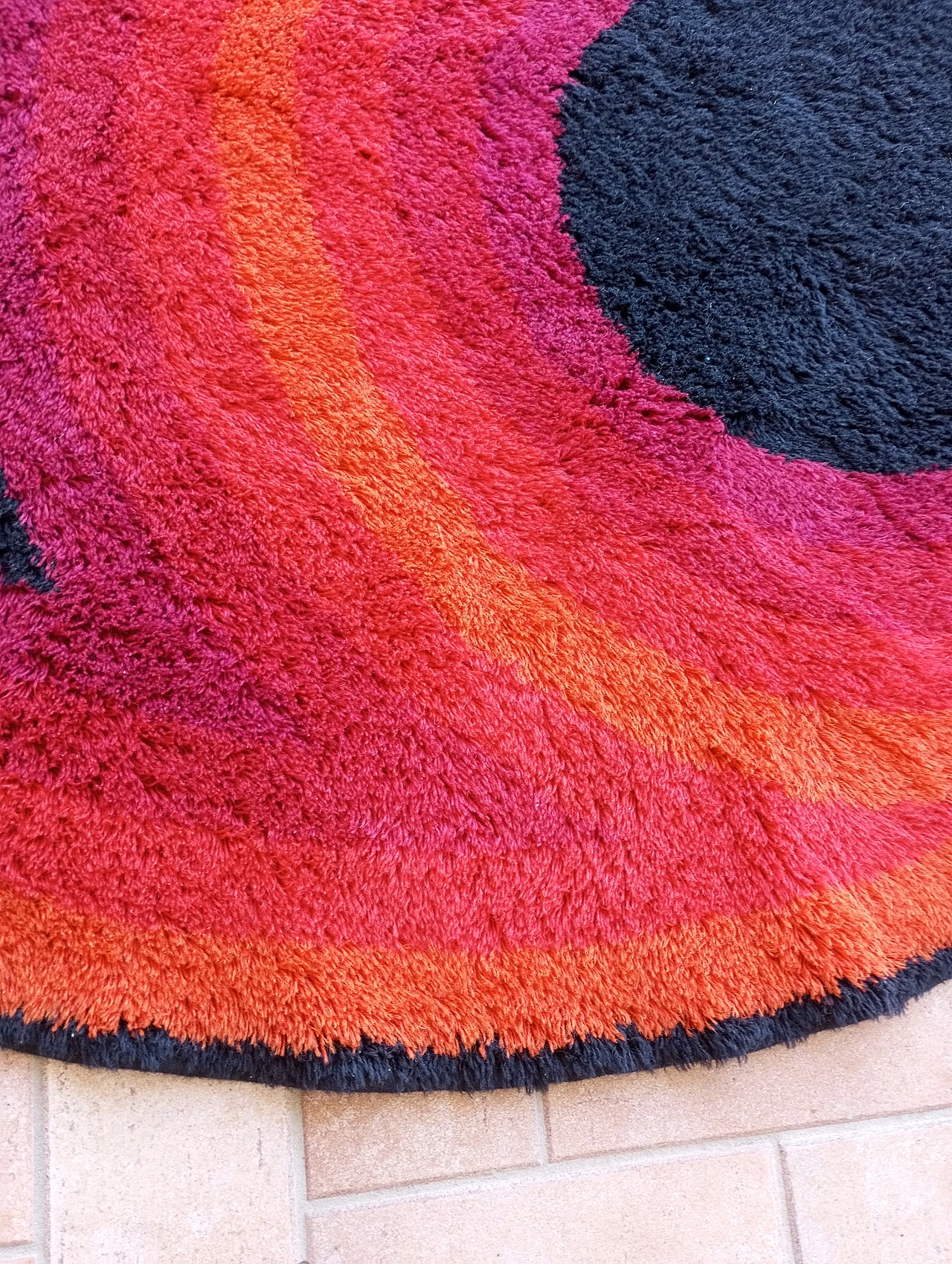 Round multicolored rug by Højer Eksport Wilton, 1960s 4