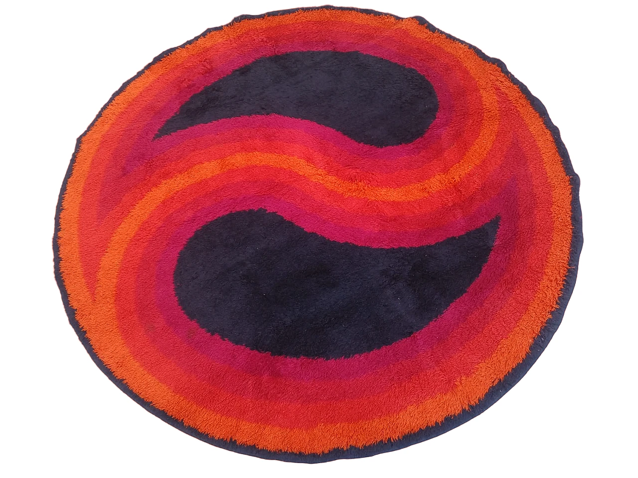 Round multicolored rug by Højer Eksport Wilton, 1960s 6