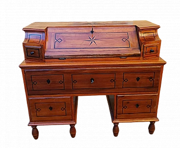 Louis XVI cherry wood flap desk with ebony inlays, late 18th century