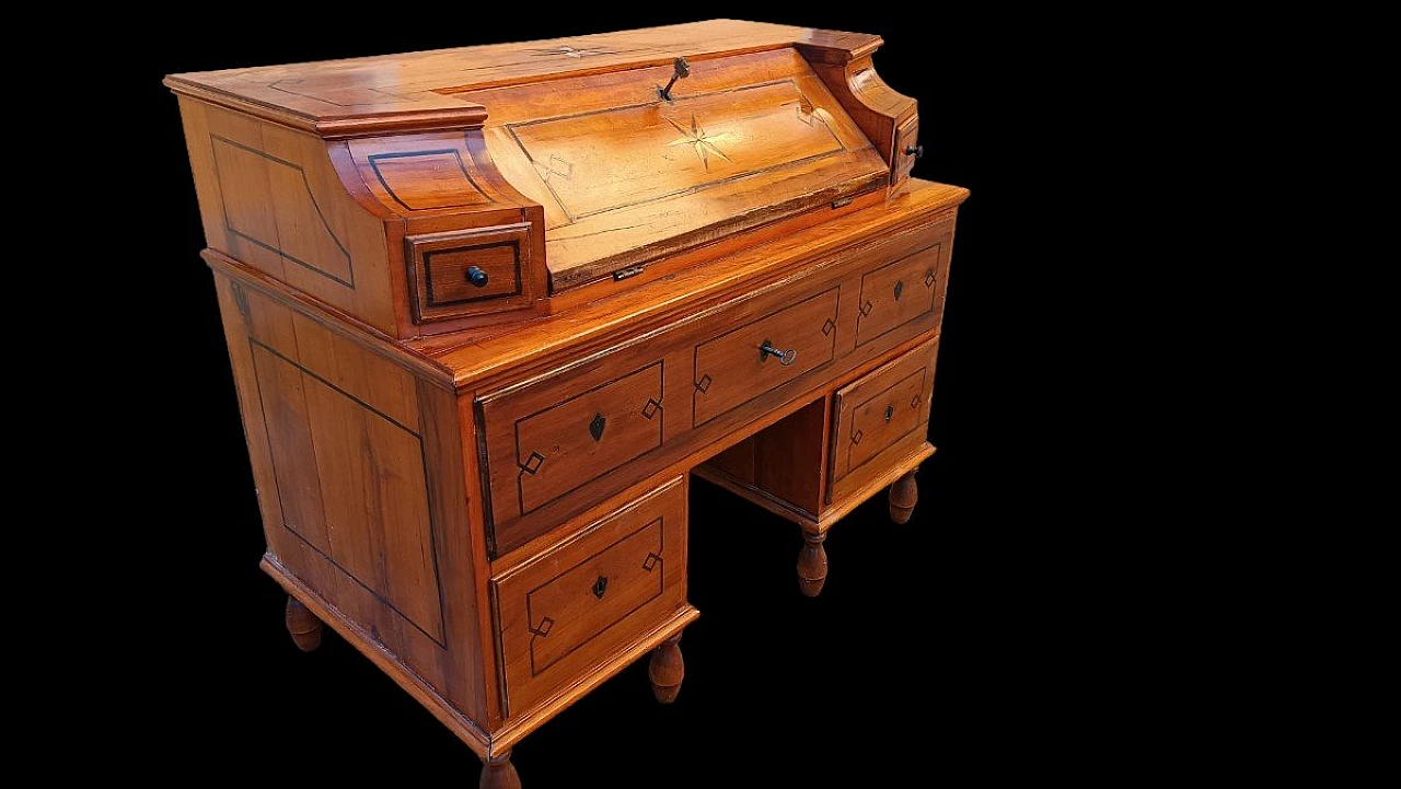 Louis XVI cherry wood flap desk with ebony inlays, late 18th century 5