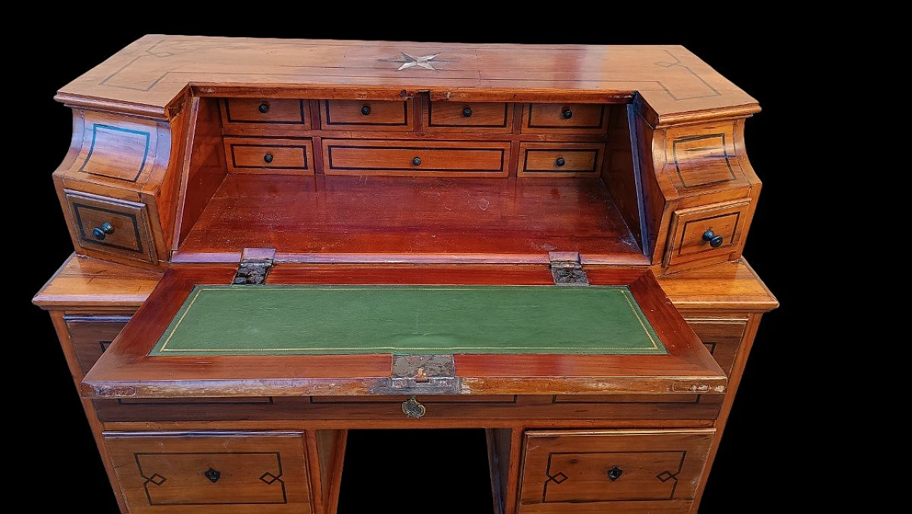 Louis XVI cherry wood flap desk with ebony inlays, late 18th century 8